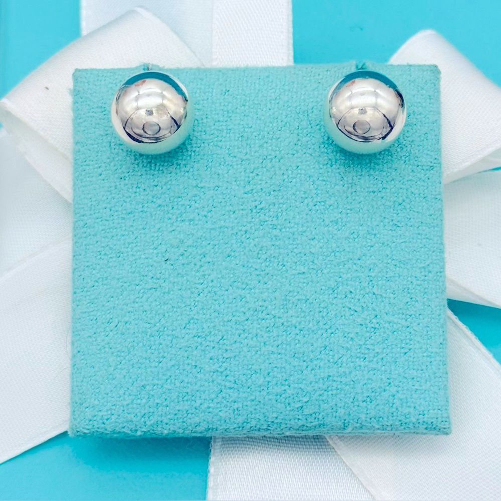 Authentic Tiffany & Co HardWear Bead Ball Sterling Earrings 10mm